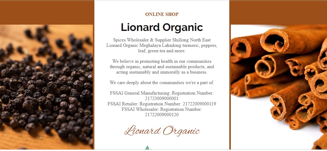 Leading Manufacturer, Wholesaler, & Retailer of Spices, Green Tea Lionard Organic Meghalaya, City Shillong, Country India